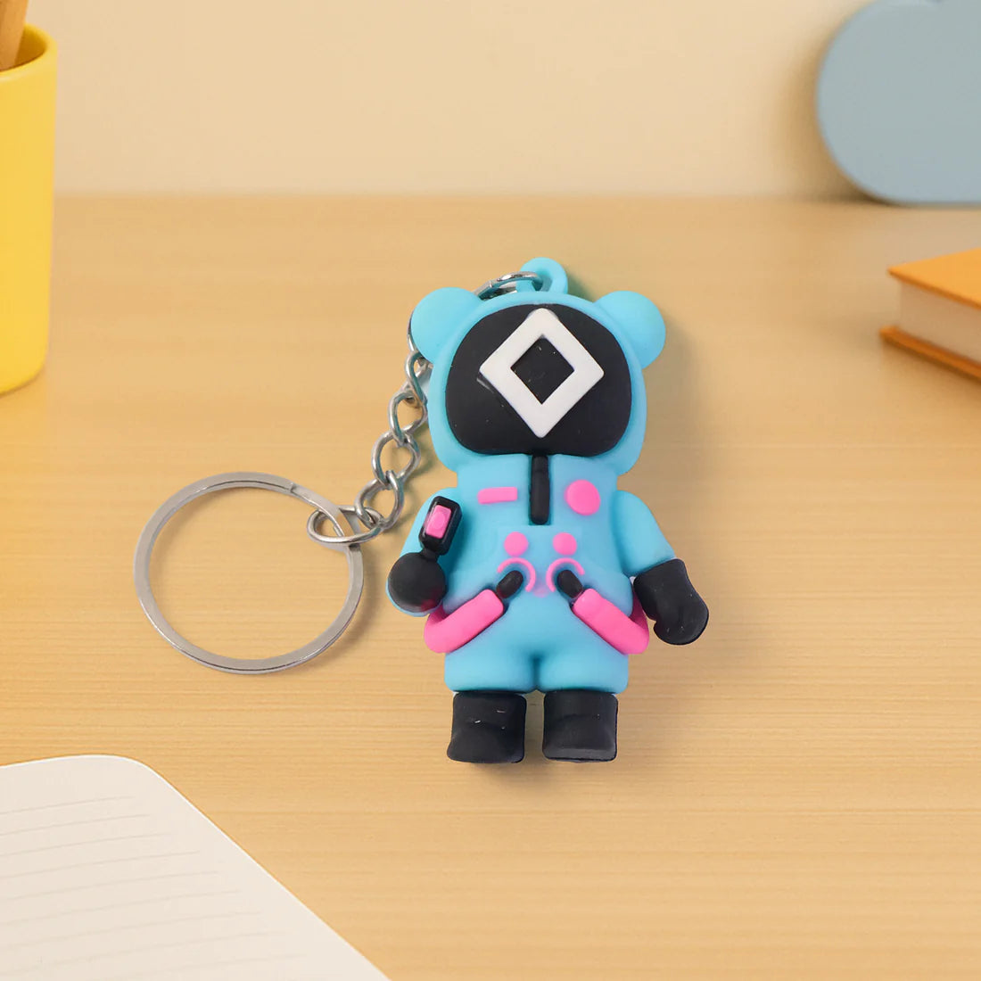 Cute Character Silicone Keychain with Metal Ring – Random Design - 1 pcs