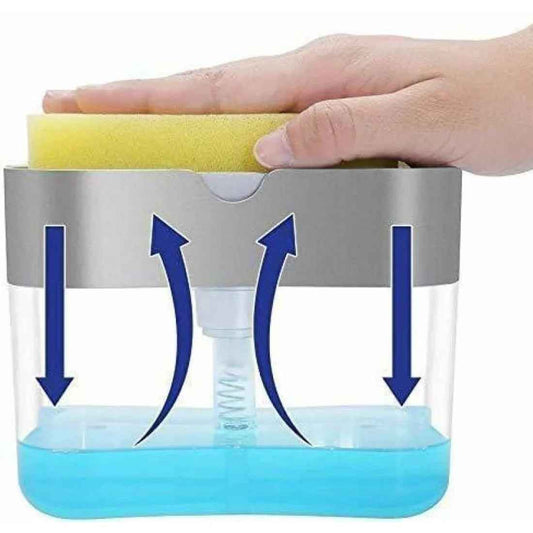 Liquid Soap Dispenser with Sponge Holder for Easy Dishwashing