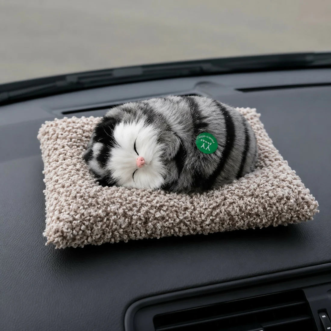 Sleeping Cat Plush Toy with Cushion for Car & Home Decor