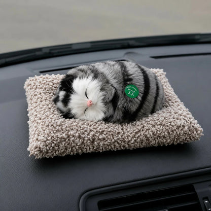 Sleeping Cat Plush Toy with Cushion for Car & Home Decor