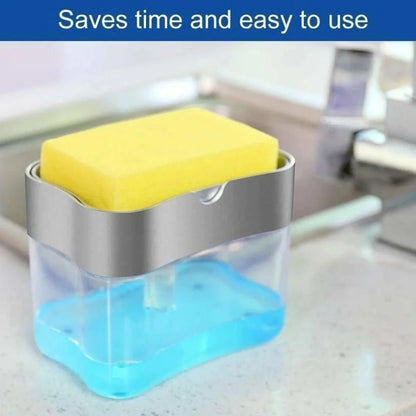 Liquid Soap Dispenser with Sponge Holder for Easy Dishwashing