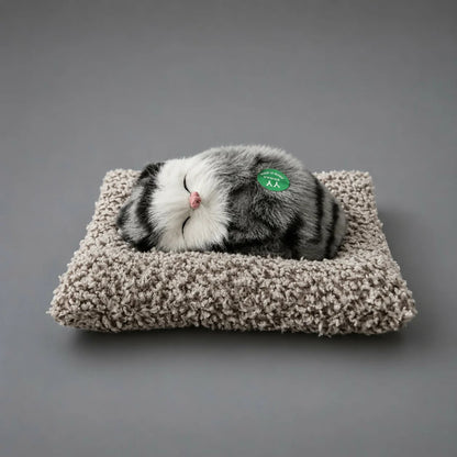 Sleeping Cat Plush Toy with Cushion for Car & Home Decor