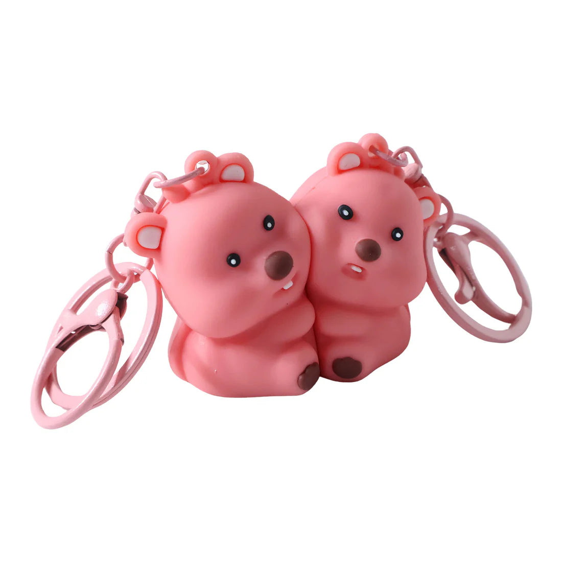 Cute Couple Bear 2-in-1 Matching Keychain Set – Durable Rings - Multicolour