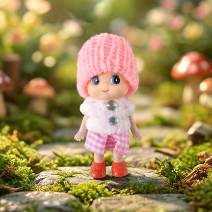 Cute Mini Doll Keychain with Soft Knitted Cap – Mixed Colors - 1 pcs