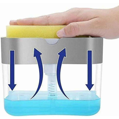 Liquid Soap Dispenser with Sponge Holder for Easy Dishwashing