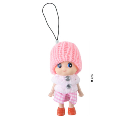 Cute Mini Doll Keychain with Soft Knitted Cap – Mixed Colors - 1 pcs