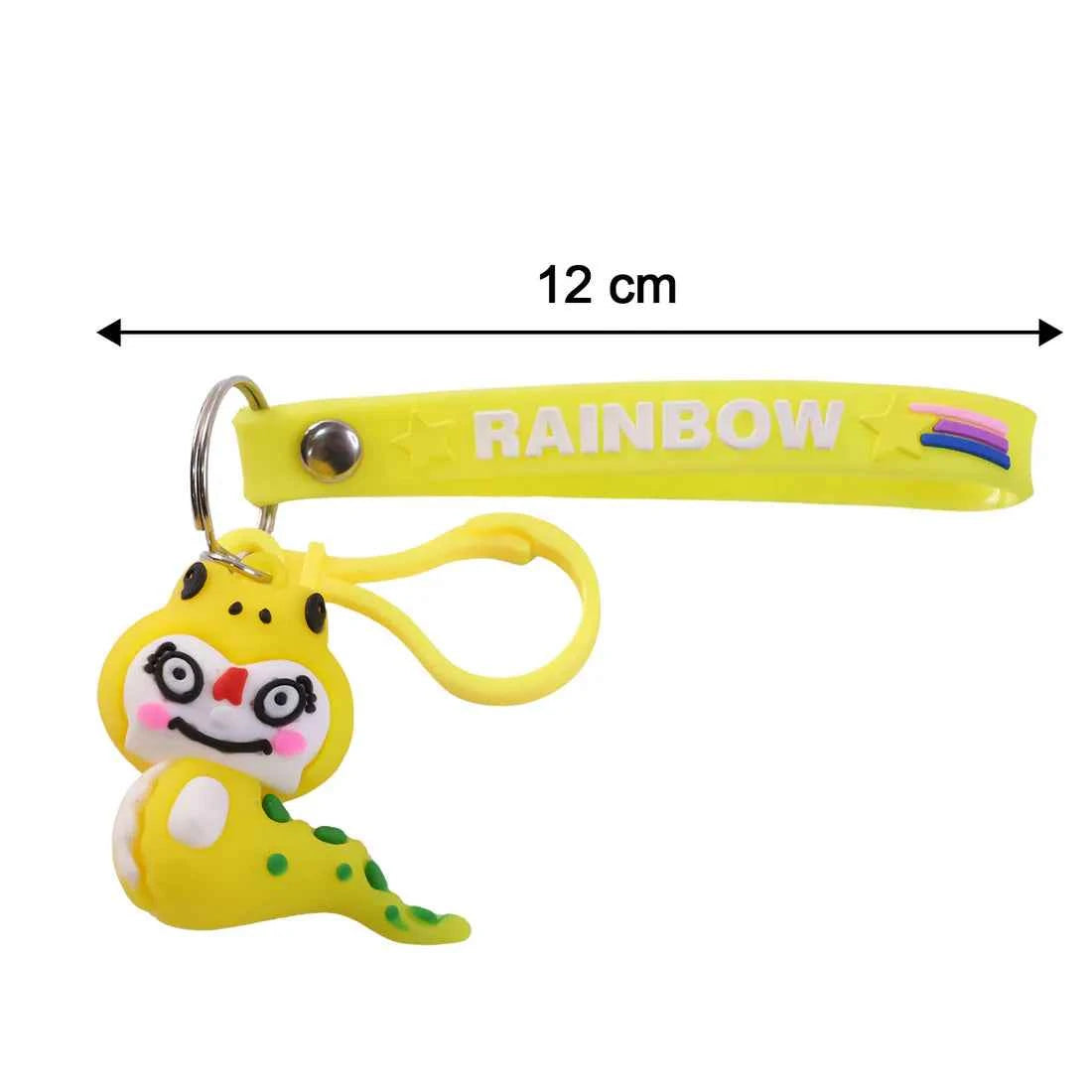 Cute Cartoon Dinosaur Keychain with Rainbow Strap - 1 Pc - Multicolour