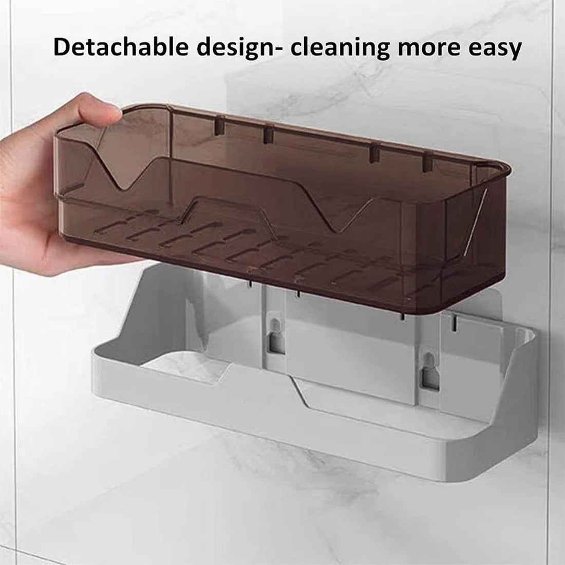 Wall Mounted Adhesive Plastic Storage Shelf for Bathroom & Kitchen (Pack of 2)