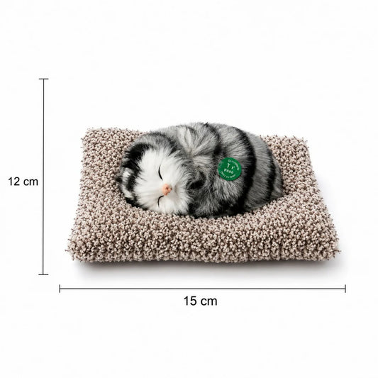 Sleeping Cat Plush Toy with Cushion for Car & Home Decor