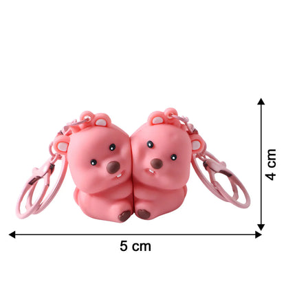 Cute Couple Bear 2-in-1 Matching Keychain Set – Durable Rings - Multicolour