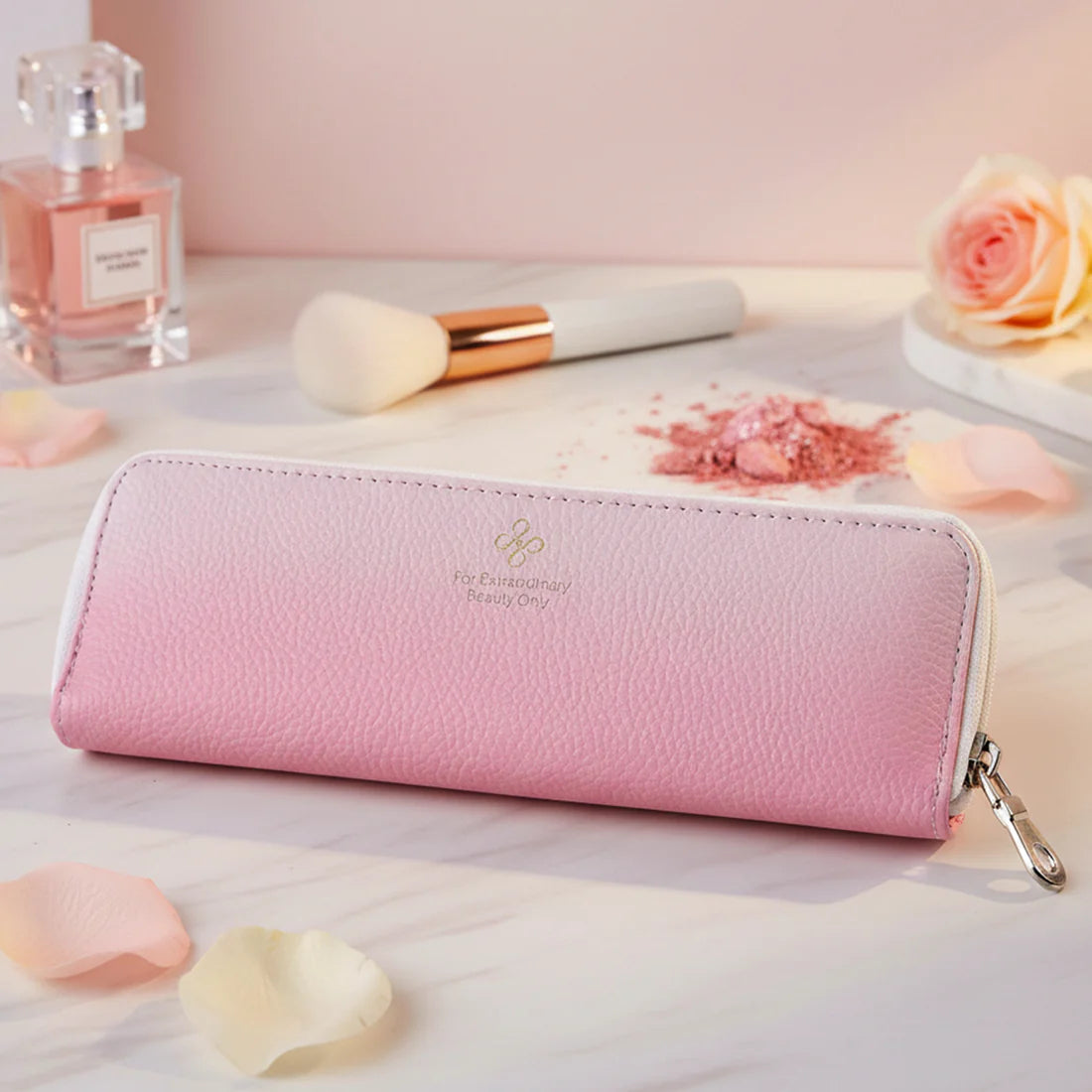 Premium Makeup Brush Storage Pouch with Zip - Compact & Travel Organizer - 2 pcs