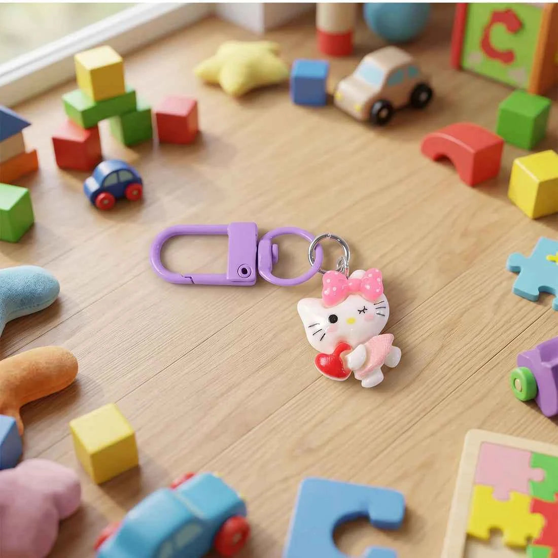 Cartoon Keychain with Heart and Bow (1 Pc)