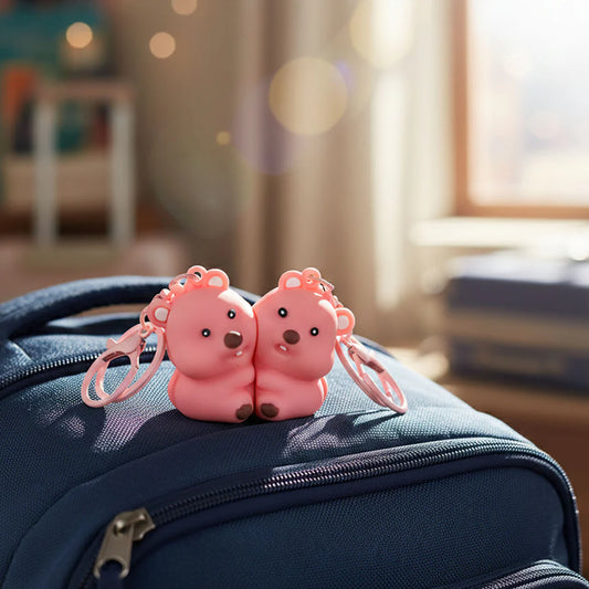 Cute Couple Bear 2-in-1 Matching Keychain Set – Durable Rings - Multicolour
