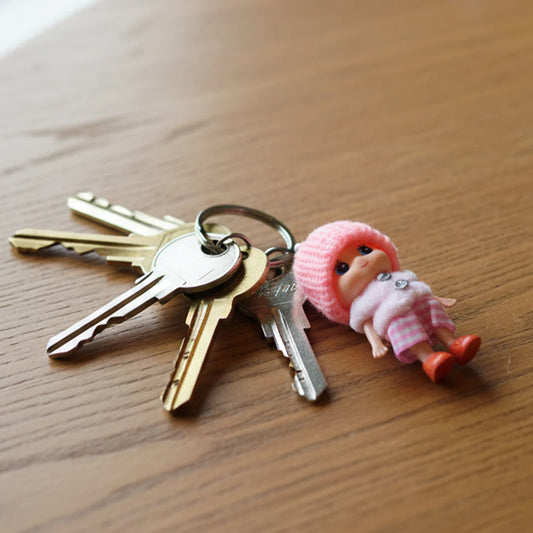 Cute Mini Doll Keychain with Soft Knitted Cap – Mixed Colors - 1 pcs