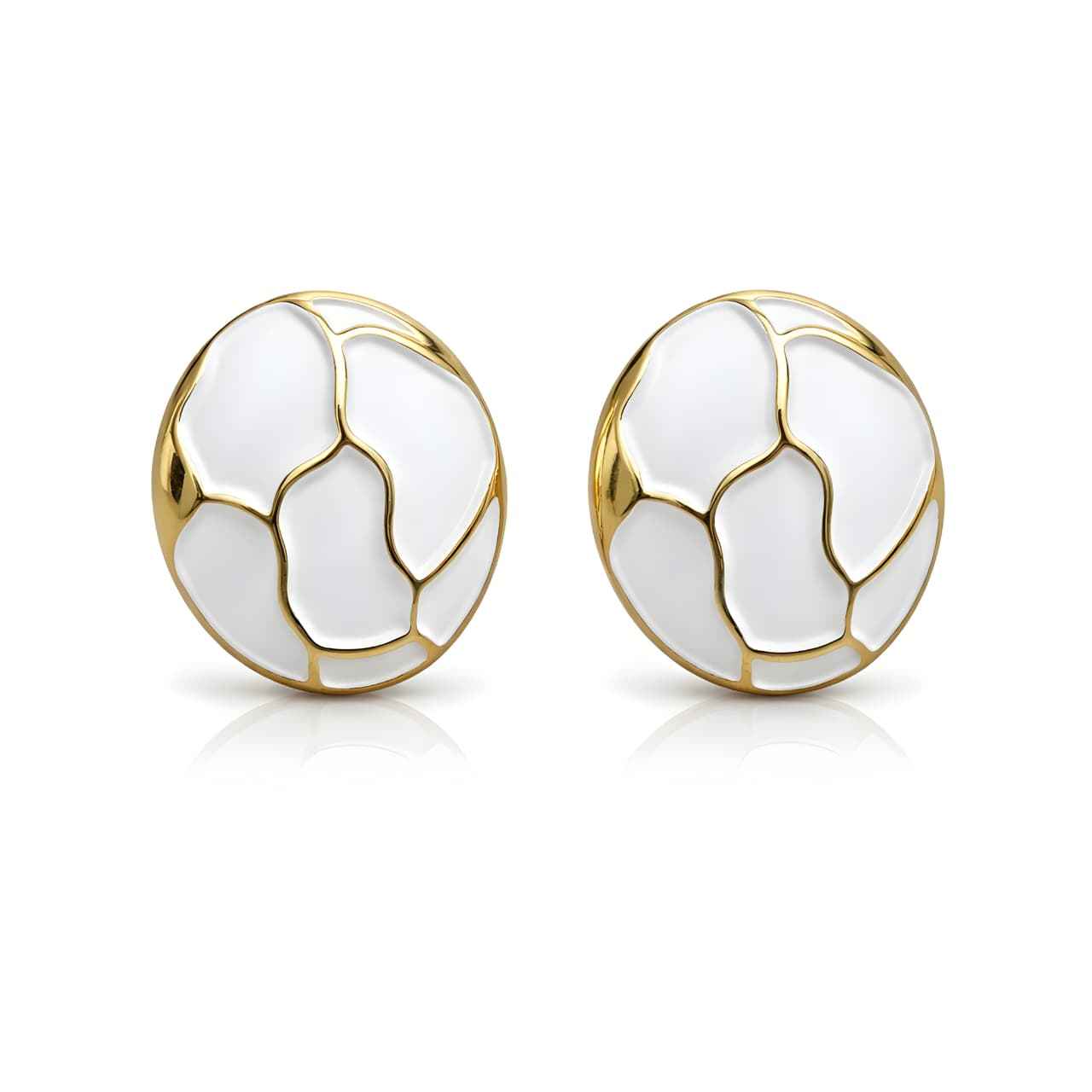 Vintage-Inspired Gold Plated White Mosaic Stud Earrings