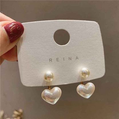 Double the Charm: Pearl & Heart Drop Earrings ✨
