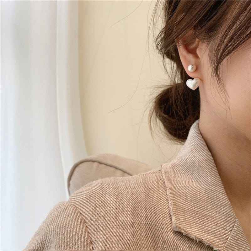 Double the Charm: Pearl & Heart Drop Earrings ✨