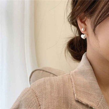 Double the Charm: Pearl & Heart Drop Earrings ✨