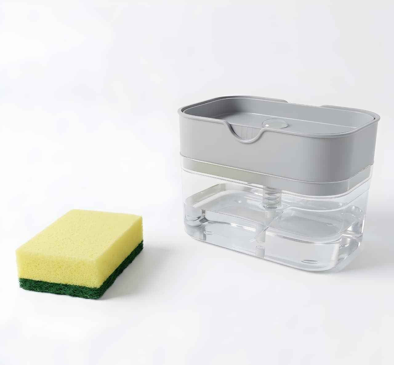 Liquid Soap Dispenser with Sponge Holder for Easy Dishwashing